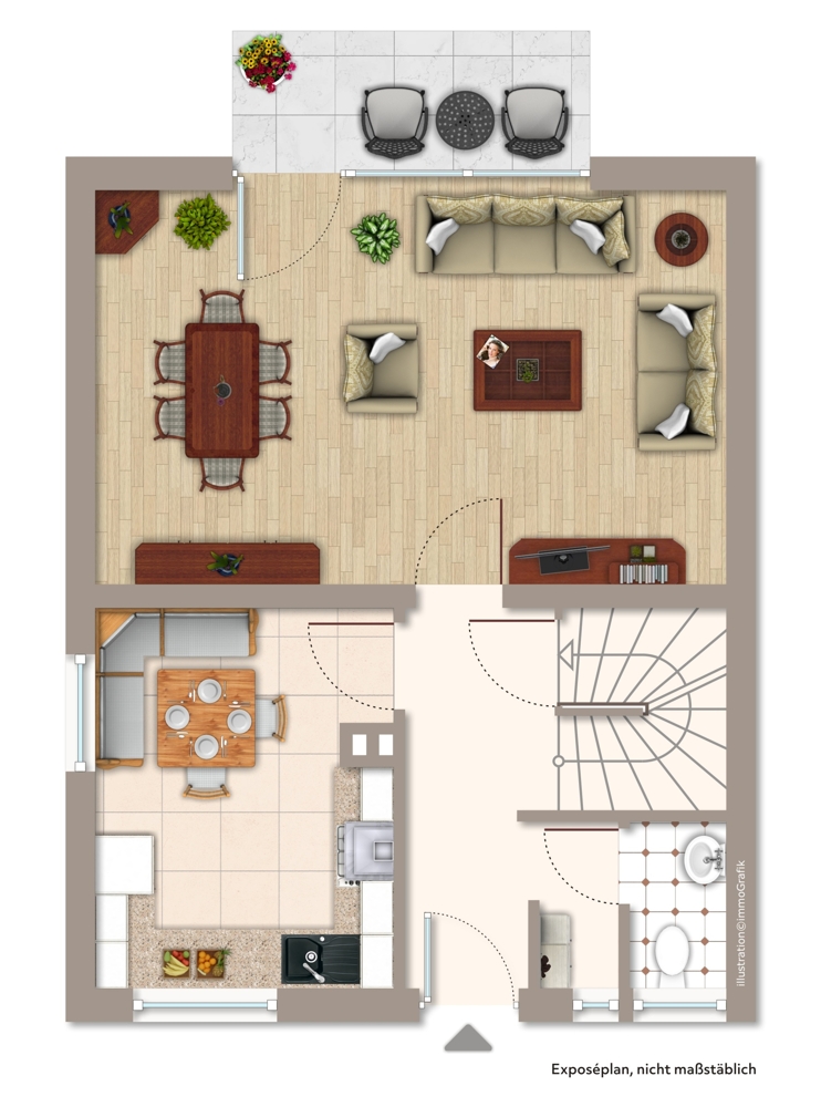 Grundriss EG Doppelhaush�lfte D�lmen